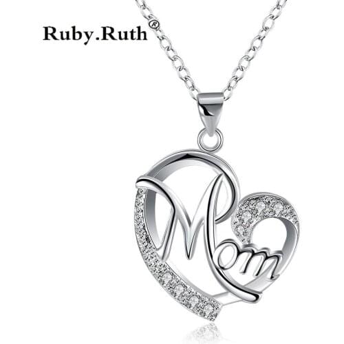 Heart Love Mom Gift Mama Necklace Silver Plated For Mother MUM Letters Pendant Necklace Jewelry Gift Dropshipping
