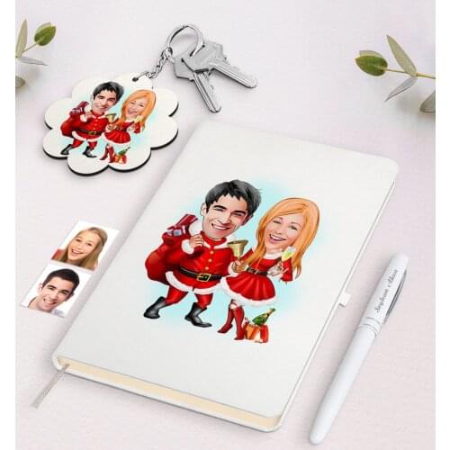 Personalized Dear New Year Caricature Of White Notebook pen And Keychain Gift Seti-3 Reliable Quality Gift Everyday moment