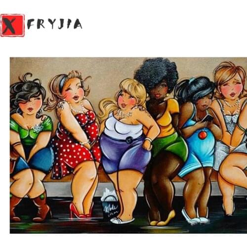 Full square Round drill Diamond embroidery Cartoon art fat lady 5D DIY diamond Painting Cross Stitch Rhinestone Mosaic