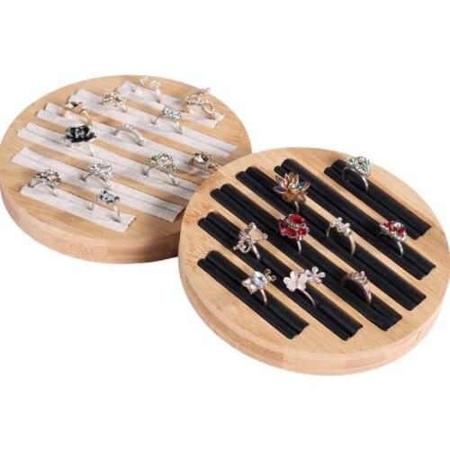 Portable Round Flat Collect Jewelry Box Ring Display Tray Organizer Gift Box Storage Organizer Holder for Wedding Shop and Home