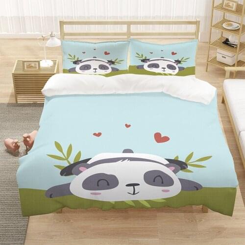 Lovely Cartoon Panda Cute Kids 3D Luxury Comforter Bedding Set Duvet Cover Sets Boy King Queen Double Full Single Size Dropship
