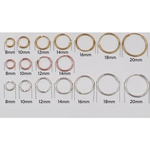 Golden/Gold color/Rose Gold color/Black/925 Sterling Silver Simple Ear Bone Hoop Earrings Mini Small Round Circle Earrings Hoops