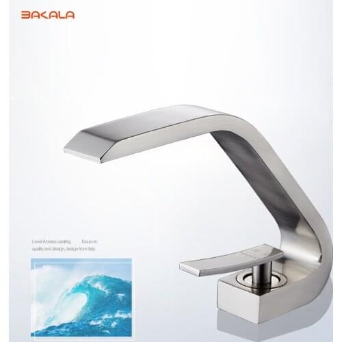 Luxury BAKALA Nickel Health Brass Chrome single handle Bathroom Sink Faucet Mixer Tap Basin Faucet F6101-11L