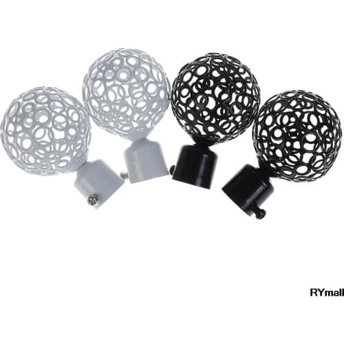 22mm 28mm Dia Drapery Curtain Rods Iron Ends Caps Finials Black Window Treatment Accessories - 2Pcs