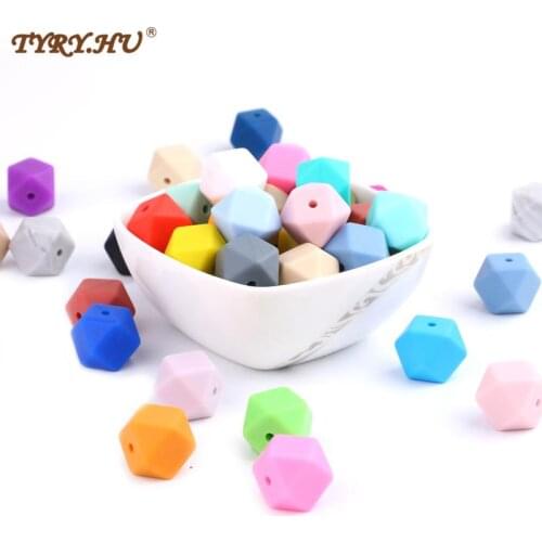 TYRY.HU 100Pcs/Lot 14mm Hexagon Shaped Silicone Beads Teething Baby Teether Baby DIY Toy Tool Care Necklace Pacifier Chain