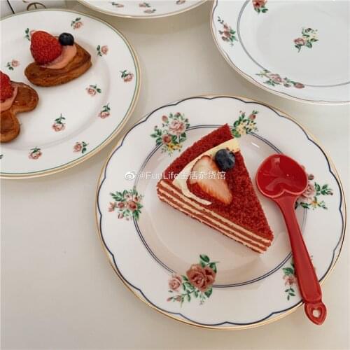 Vintage Rose Golden Edge Ceramic Plate Western Cuisine Plate Dessert Plate Breakfast Plate Plate Dish Soup Plate