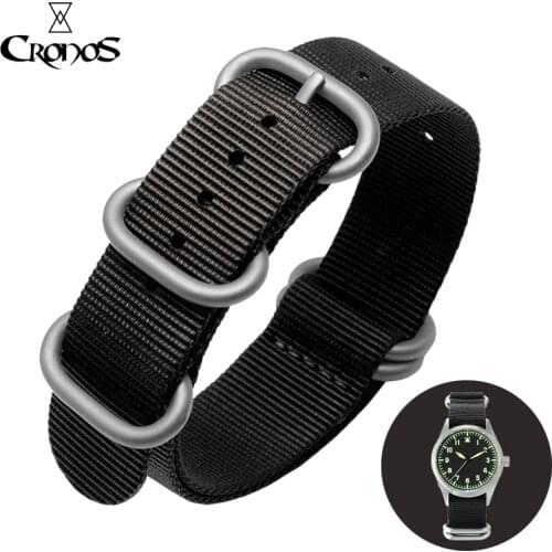 Cronos Watch Parts Nylon Nato Strap 20 22mm Stainless steel Tongue Buckle Free Shipping Length 205mm Flat Ends