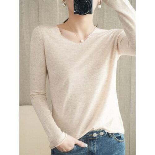Sweater Ladies Knitted Pullover Spring and Autumn Thin Worsted Sweater Casual Outer Wear Undershirt 2021 New V-neck Top