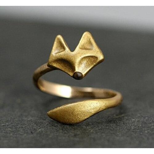 Female Little Fox Ring Open Adjustable Ring Gold Bridal Engagement Wedding Rings For Women Jewelry