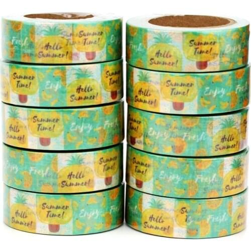 10pcs/Lot Decorative Hello Summer Card Banana Pineapple Washi Tapes for Bullet Journal Adhesive Masking Tape Papeleria