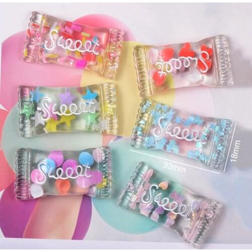 10Pcs Sweet Crystal Candy Flatback Resin DIY Craft Supplies Basteln Kids Hair Pin Accessories Material Phone Shell Patch Arts
