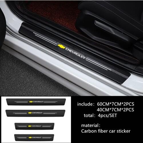 4PCS/Set Car Door Threshold Cover Stickers For Chevrolet Captiva Colorado Cruze Spark Malibu Trax Door Pedal Accessories