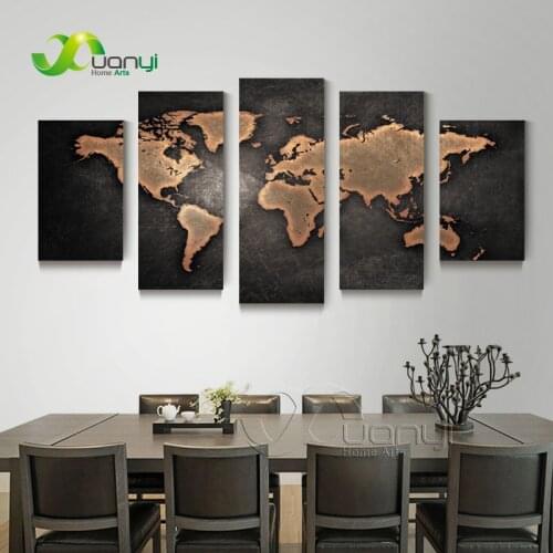 5 Piece Wall Art World Map Canvas Abstract Oil Painting ArtWork Modern Canvas For Home Decoration Canvas Print Unframed PR1249
