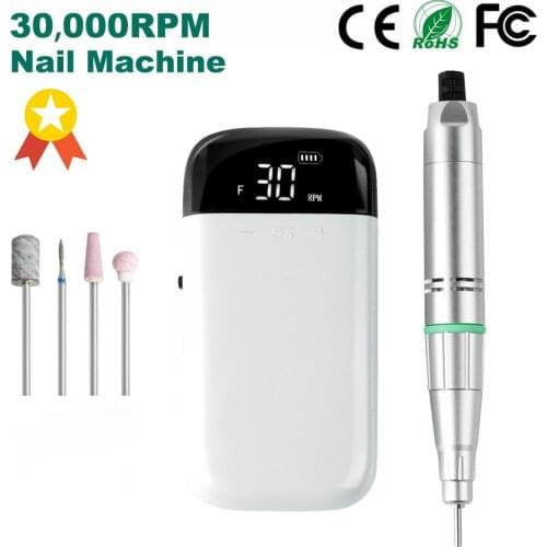 2021 New Wireless Rechargable 30000 RPM Electric Nail Drill Machine Electric Nail File Nail Tools Manicure Machine Nail Polisher