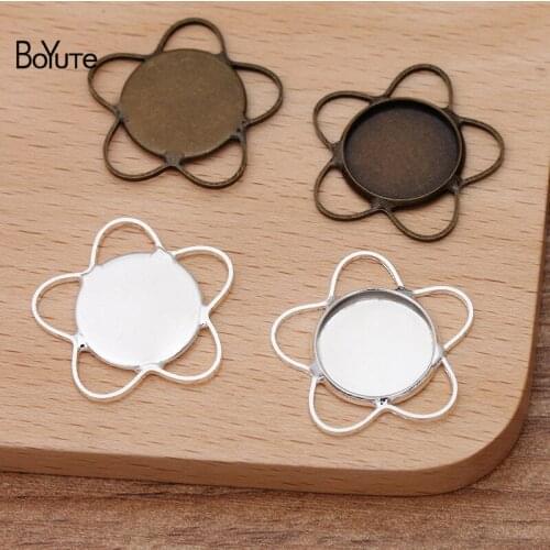 20Pcs Connector Cabochon Base Wholesale Welding Antique Bronze Silver Plated Round Cabochon Settings 14mm