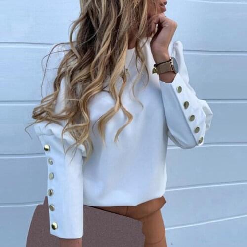 New Spring Autumn Elegant Fashion Printing Long-sleeved Round Neck Buttoned Slim-fit Blouse