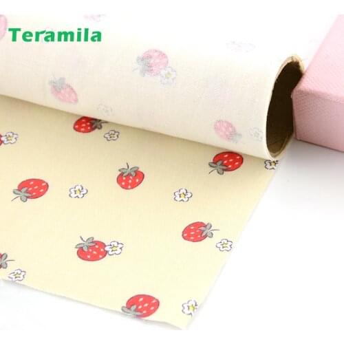 Teramila Strawberry Design Cotton Fabric DIY For Needlework Patchwork Dress Clothes Quliting Fabric Sewing Telas Por Metro Tissu
