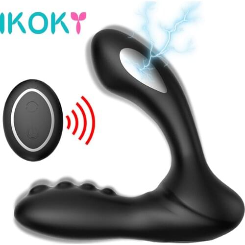 IKOKY Electric Shock Prostate Massager Perineum Stimulator Anal Dildo Vibrator Sex Toys for Men Women Gay 8 Speed Anal Butt Plug