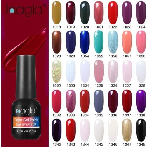 Inagla 10ML UV Gel Nail Polish Pure Color Long Lasting LED Lamp Gel Varnish Gel Top Base Soak Off Organic Gel Varnish