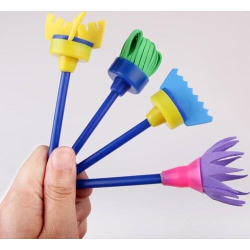4Pcs/set)Finger Painting Tool Rotate Spin Sponge Paint Brush Flower Graffiti Art Draw Paint Toys Tool School Stationery Supplies