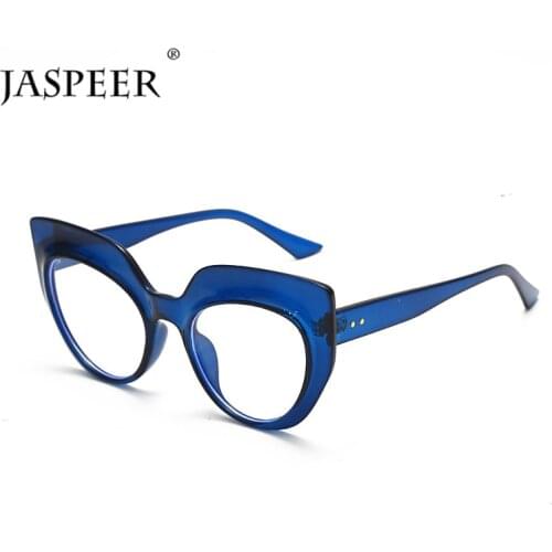 JASPEER Oversized Cat Eye Anti Blue Ray Glasses Computer Glasses UV Blocking Glitter Eyeglasses Optical Gaming Filter Eyewear