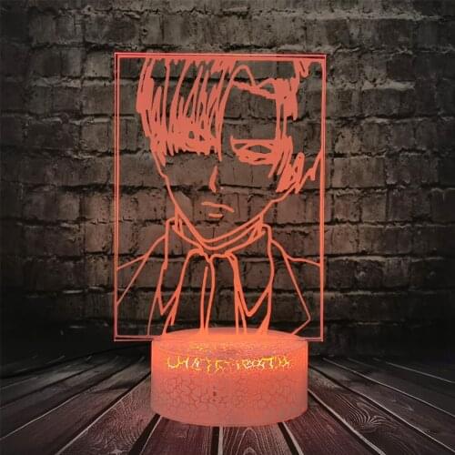 Captain Levi Ackerman Figure Led Light Attack on Titan Theme Comic Night Light for Kids 3D Optical Table Lamp Holiday Toy Toy