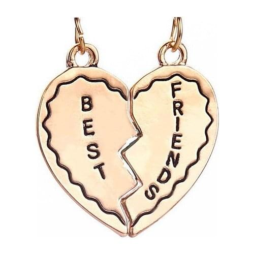Hot Selling birthday gift 2pcs/ Set heart friendship bff necklace best friends Jewelry For Women and Men