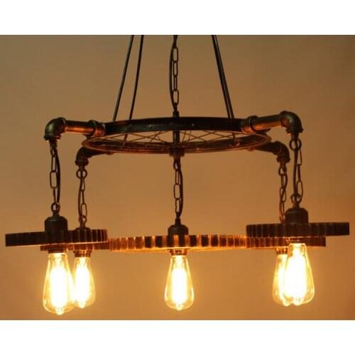 LOFT Metal Wheel Pendant Light Vintage Industrial Lighting American Aisle Lights Lamp 110V-220V Pendant Lamp Hanging For Bar