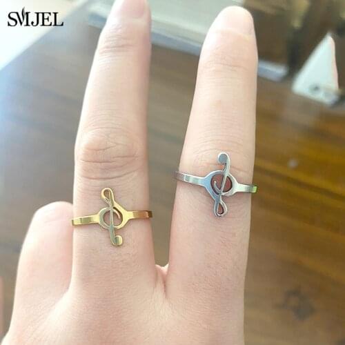 Minimalist Music Note Rings Fashion For Women Gold Ring Female Bohemian Wedding Gifts Stainless Steel Jewelry bague femme