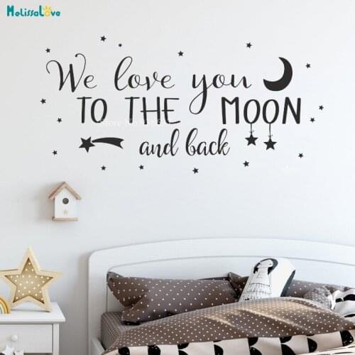 We Love You to the Moon and Back Quote Wall Decals Kids Nursery Decoration Vinyl Wallpaper BA441