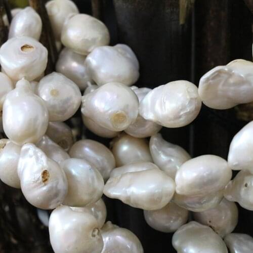 New White Natural Cultured Freshwater Pearl Beads Fahsion Irregular Hot Sale Women Gift Jewelry Making 12-16mm 15inch B1359