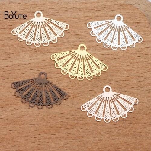 BoYuTe Wholesale (50 Pieces/Lot) Metal Brass Plate 16*25MM Fan Connector Charms Diy Hand Made Jewelry Accessories
