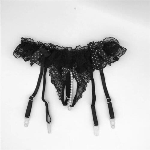 Pearl Beading Panties With Lace Transparent Garters For Sex Lingerie Womens Wedding Garters Suspender Belt For Stockings