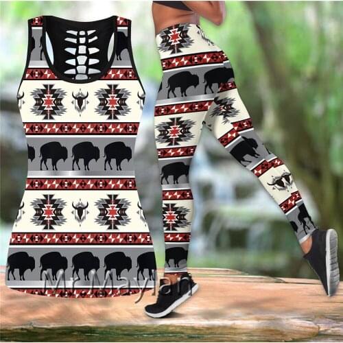 3D Full Printed Animal Bison Hollow Tanktop Women Sexy Vest Girls Fashion Tank tops Clothes ropa mujer Oversized Drop ship F177