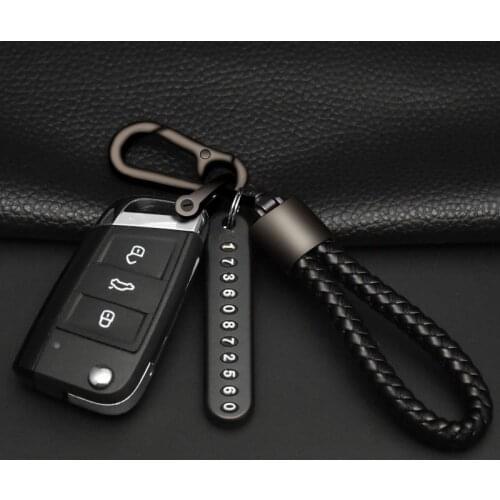 Simple Car Keychain with Woven Rope Creative Auto Home Metal Keyring Great Gifts for Men Women d88