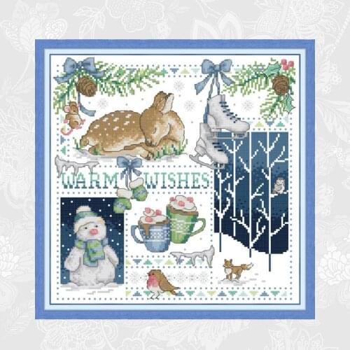 Christmas reindeer Patterns Printed on Fabric Cross Stitch kits,DMC Embroidery Thread Sets, DIY Handmade Crafts Needlework