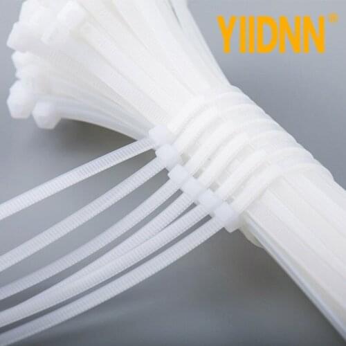 Self-locking plastic nylon tie white zip wraps strap nylon cable tie set fastening ring 3X200 Loop Wire Wrap Zip 100 PCS