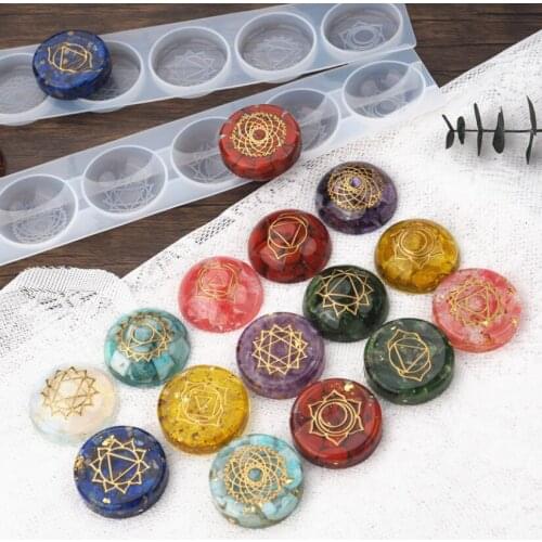 DIY Epoxy Resin Mold Seven Chakras Semicircle Hemisphere Round Mirror Silicone Crystal Epoxy Mold
