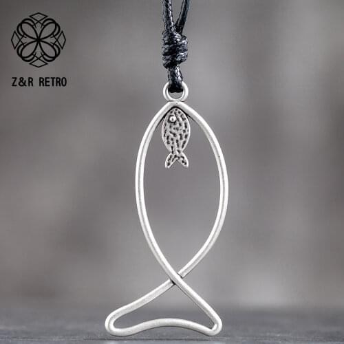 Silver Color Fish Vintage Celebrity Suspension Decoration Womens Pendants Jewelry Long Necklaces for Grandmothers Day Gift Mom