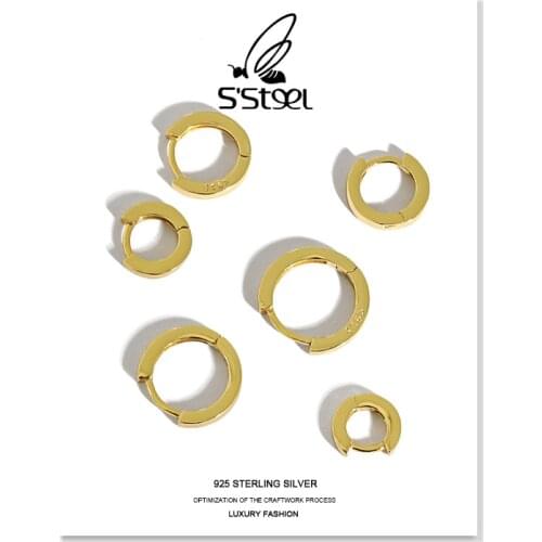 SSTEEL Minimalist Earrings 925 Sterling Silver Hoop Earring For Women Korean Geometric Trendy Earings Ohrringe Silber Jewelry