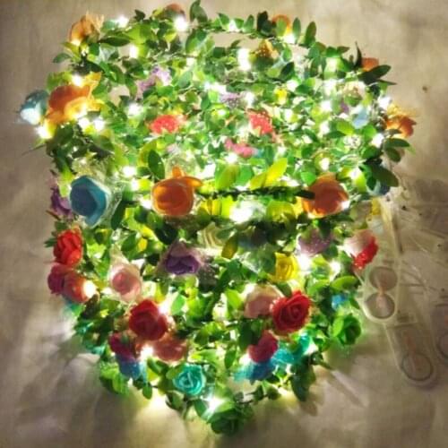 Led flower crown led flower head band led foam flower garlands LED Flower Floral Hairband Garland Crown Glowing Wreath Vines
