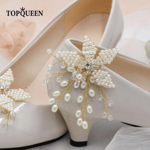TOPQUEEN X15 Silver Wedding Shoes Clips Elegant Pearls Decoration For Women Sandals Bags Party Dresses Detachment Pinkage