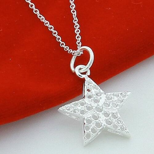 High Quality Silver Necklace 925 Sterling Silver Star Pendant Necklaces for Women Valentines Day Gift
