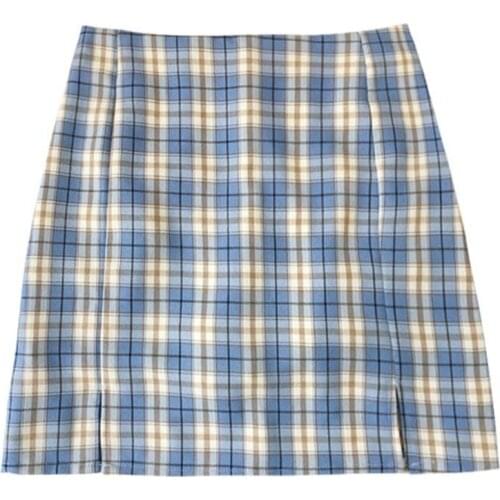 Summer New Harajuku Plaid Pencil Skirt Female High Waist Mini Skirt Lining Shorts Korean Street Style Retro Sexy Short Skirt