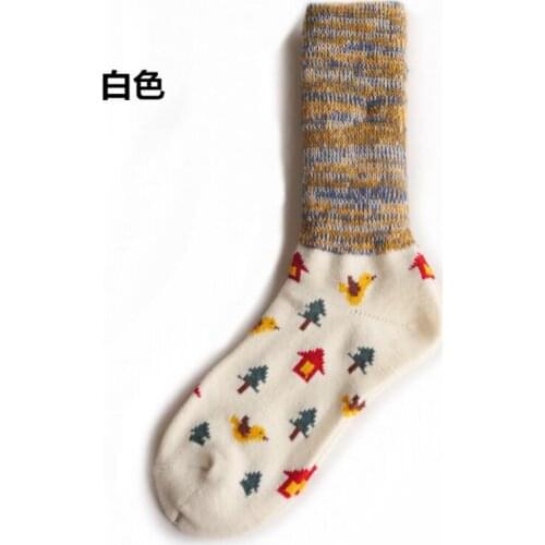 Woman Christmas Print Socks Multi Cuff Brushed Inside Girls Santa Warm Winter Thick Socks Fuzzy Inside Ankle Sock 6/12 Pairs/lot