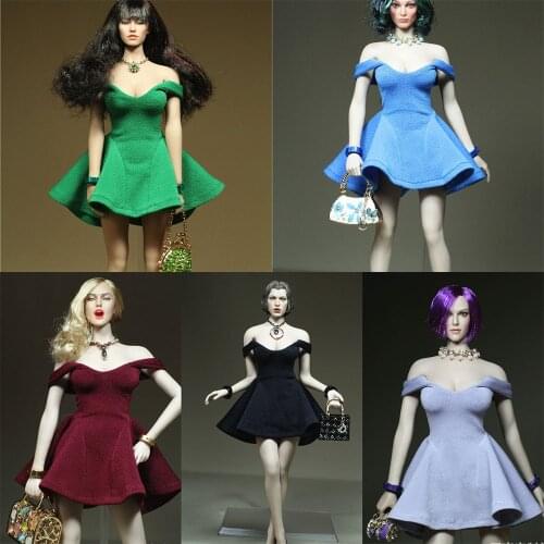 1/ 6 Scale Female Clothes Morning Glory series Dress with Necklace Handbag Bracelet For 12 Inch Action Figure Dolls
