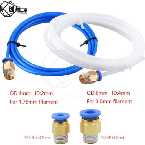 1M PTFE Tube PiPe Connectors 3D Printers Parts J-head Hotend For V5 V6 1.75mm 3.0mm Filament Long Extrude For 3D Printers