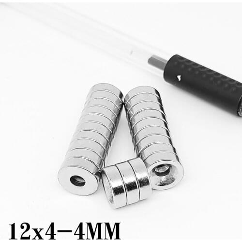 10/20/30/50/100/150PCS 12x4-4 Round Search Magnet 12*4 Hole 4mm Countersunk Neodymium Permanent Magnets Strong 12x4-4mm 12*4-4