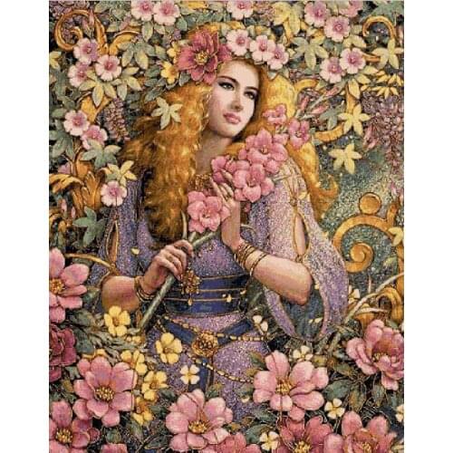 14/16/18/27/28 Top Quality beautiful lovely counted cross stitch kit flora flower girl maid lady woman