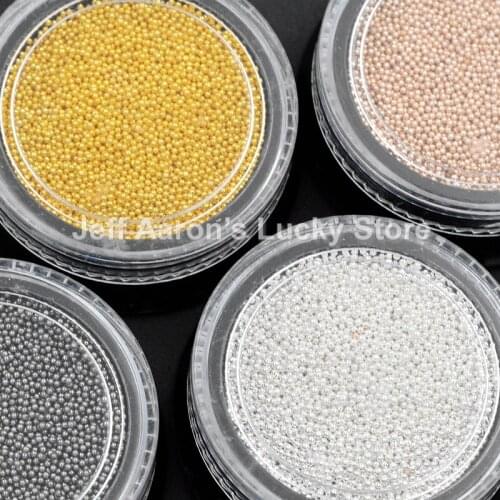 2 Pots 0.8MM gold silver micro 3D metal nail art decorations caviar beads manicure nails accessoires diy supplies tool